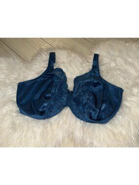 Vintage Vtg Lilyette 441 Minimizer Bra Lace Unlined Underwire Womens 38DD Blue
